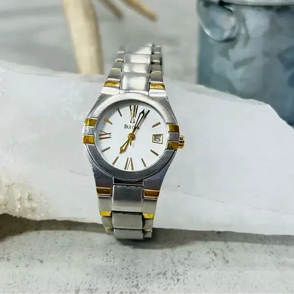 Bulova White 2-Tone Stainless Steel Women's Watch 98U28 6in. - Picture 15 of 15